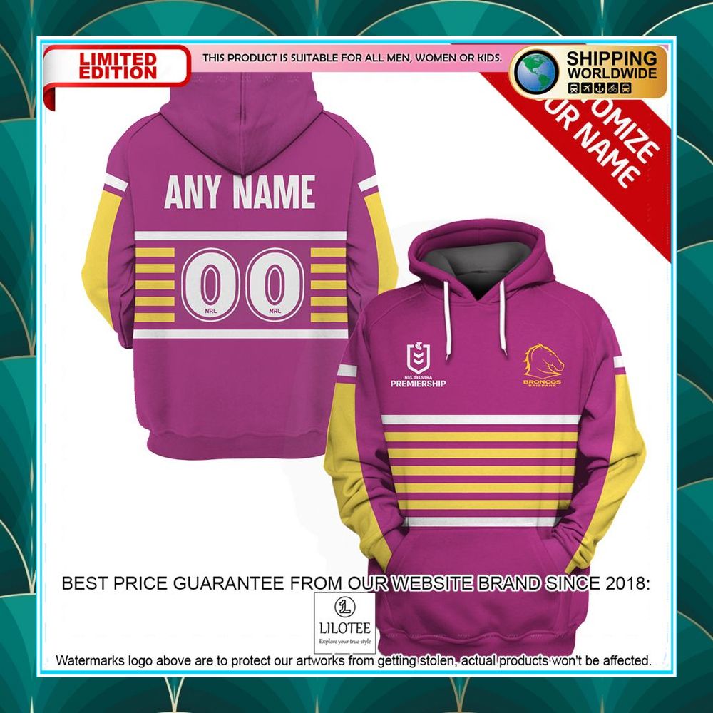 personalized nrl brisbane broncos purple shirt hoodie 1 388