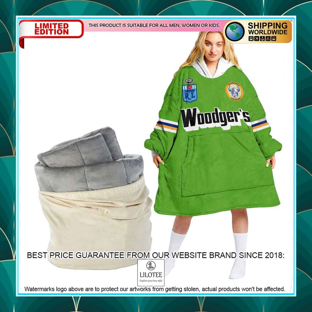 personalized nrl canberra raiders green oodie blanket hoodie 1 161
