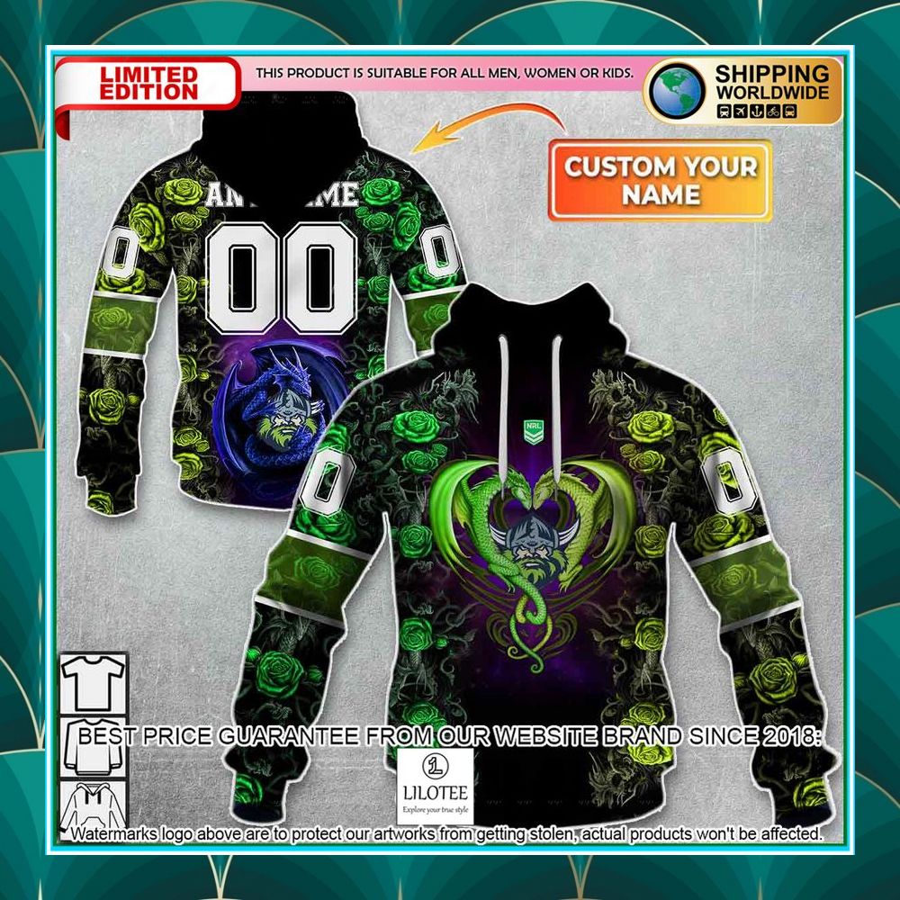 personalized nrl canberra raiders rose dragon shirt hoodie 1 600