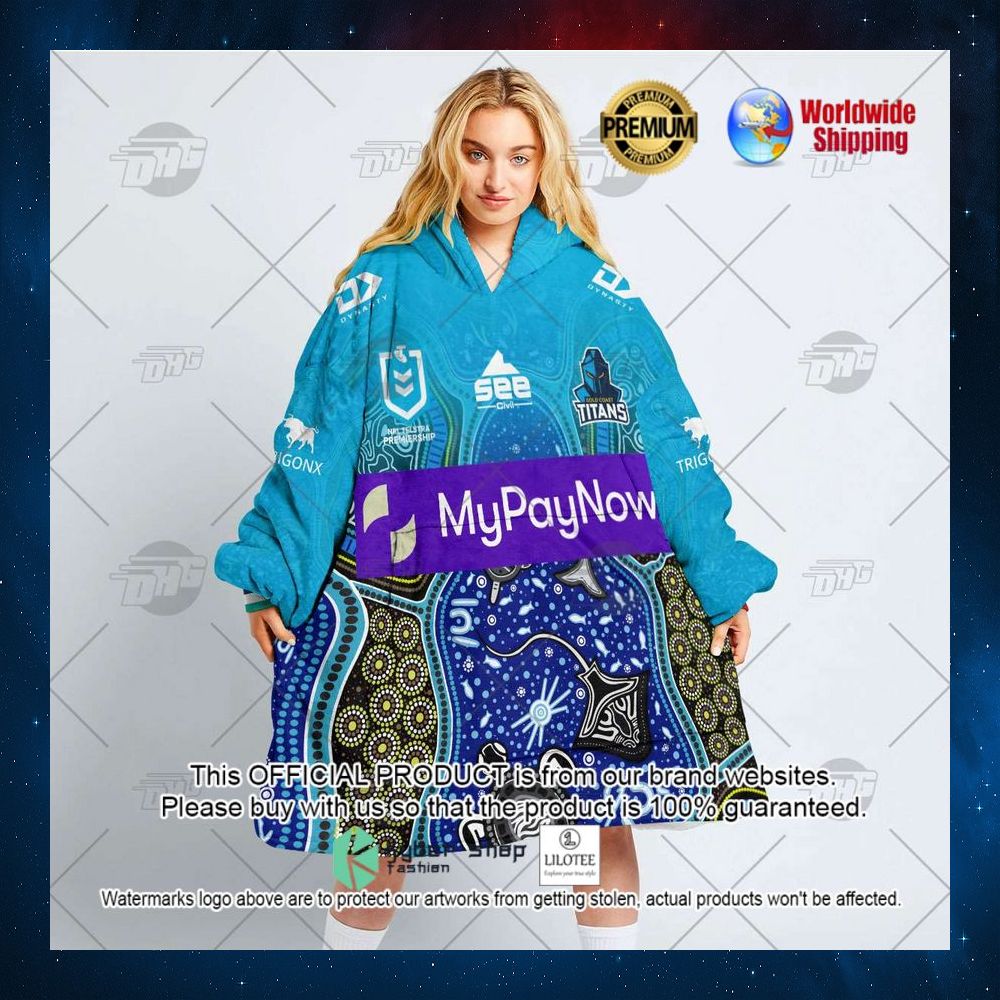 personalized nrl gold coast titans indigenous mypaynow hoodie blanket 2 370