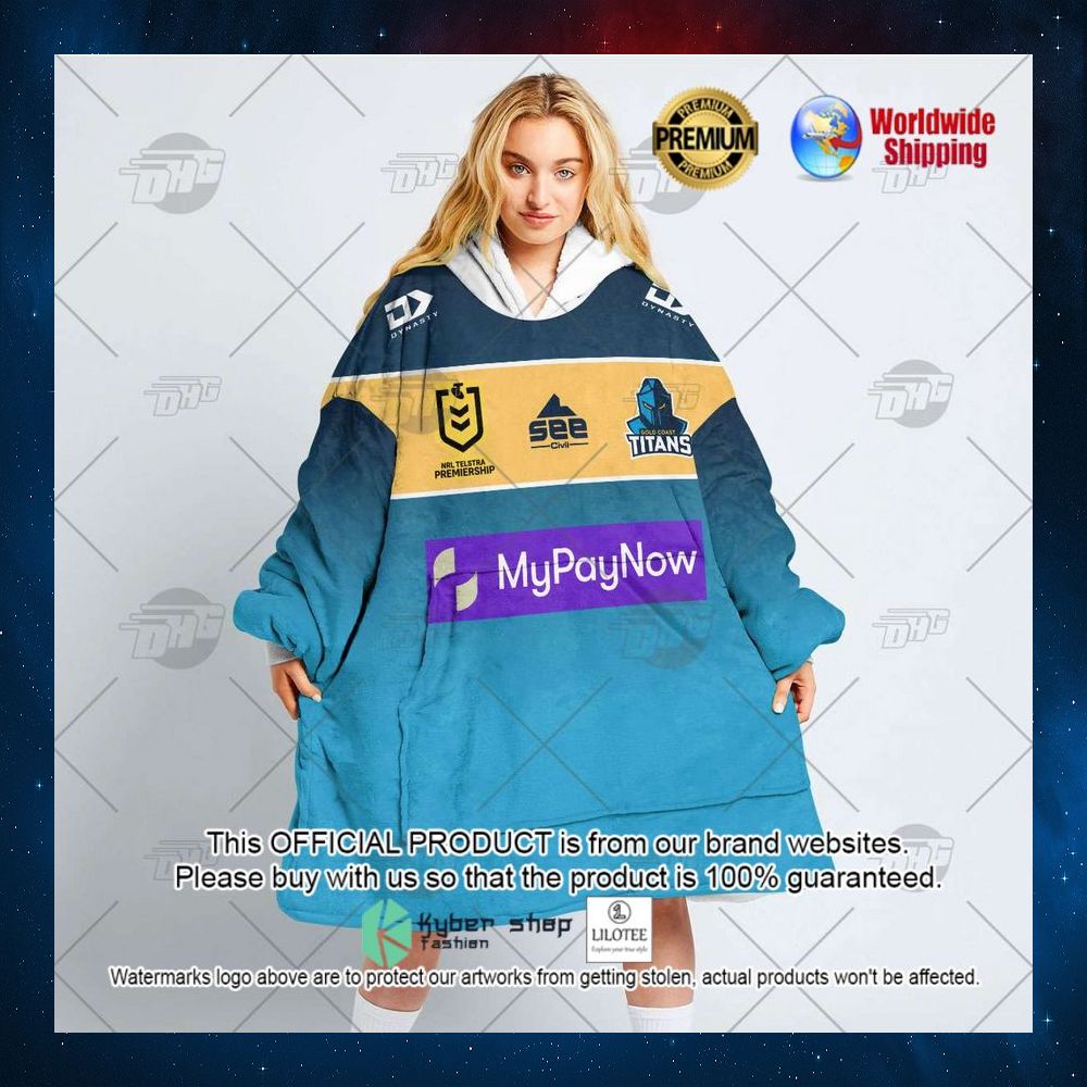 personalized nrl gold coast titans mypaynow hoodie blanket 2 355