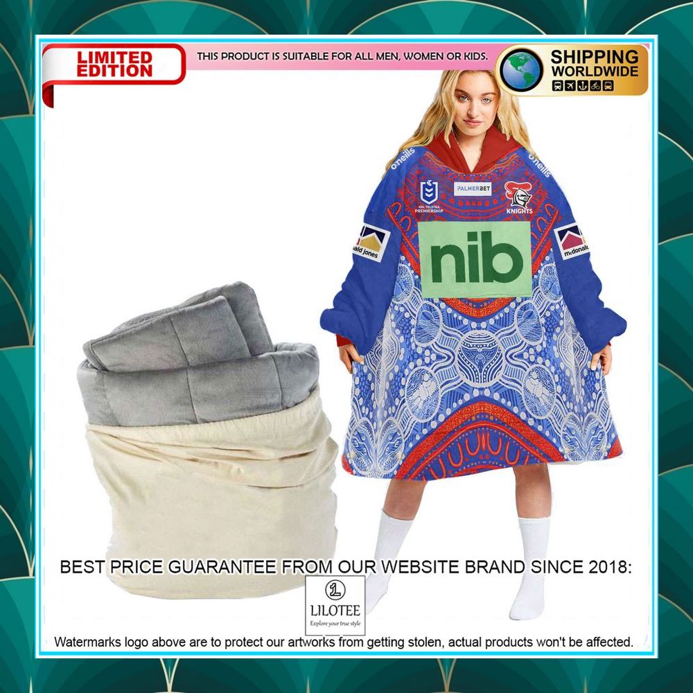 personalized nrl newcastle knights blue oodie blanket hoodie 1 237