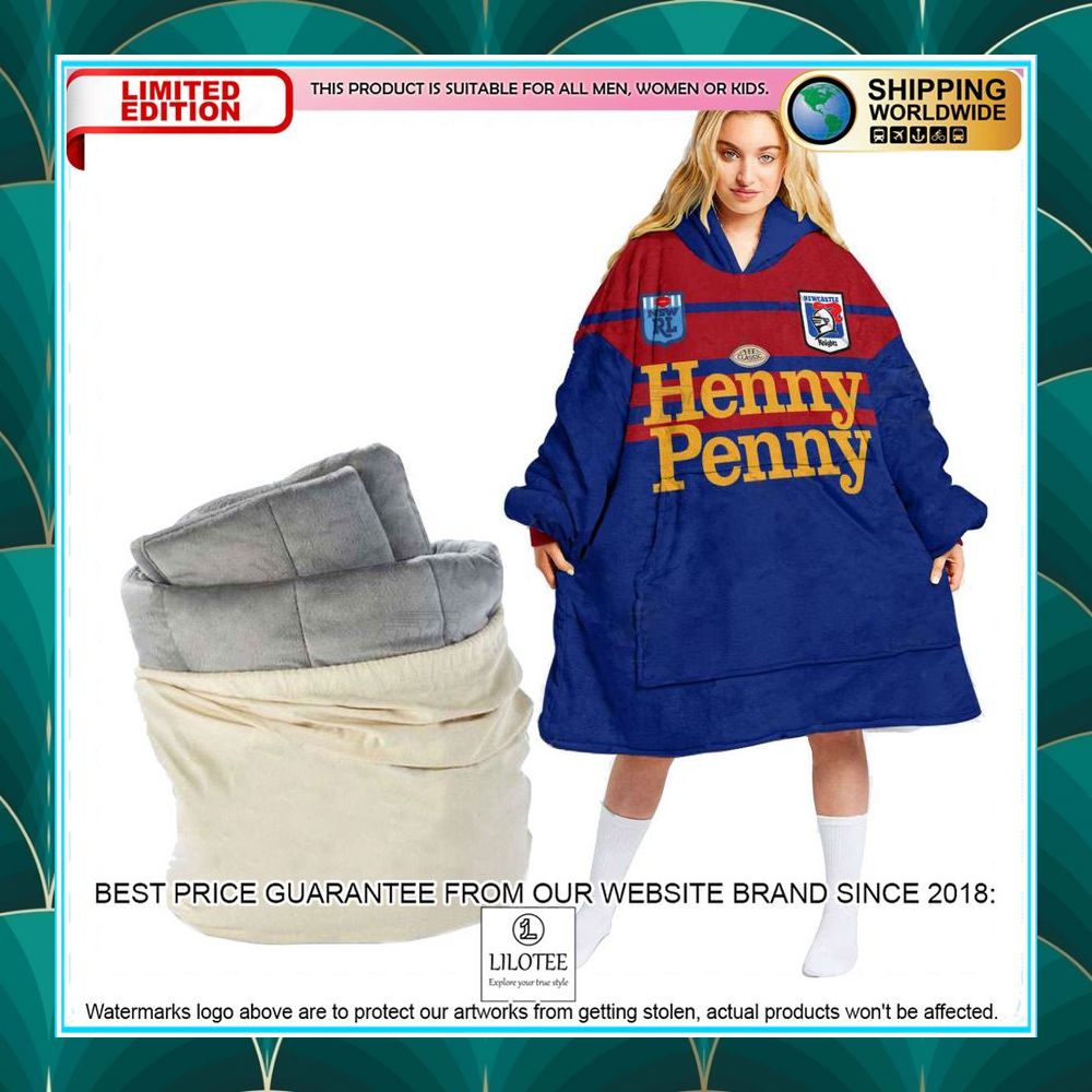 personalized nrl newcastle knights henny penny blue oodie blanket hoodie 1 653