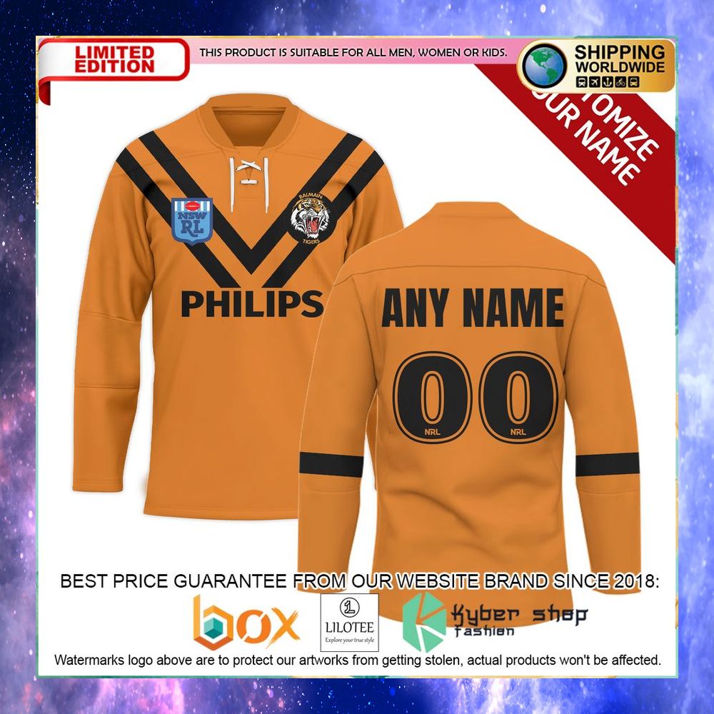 personalized nrl tigers heritage hockey jersey 1 847