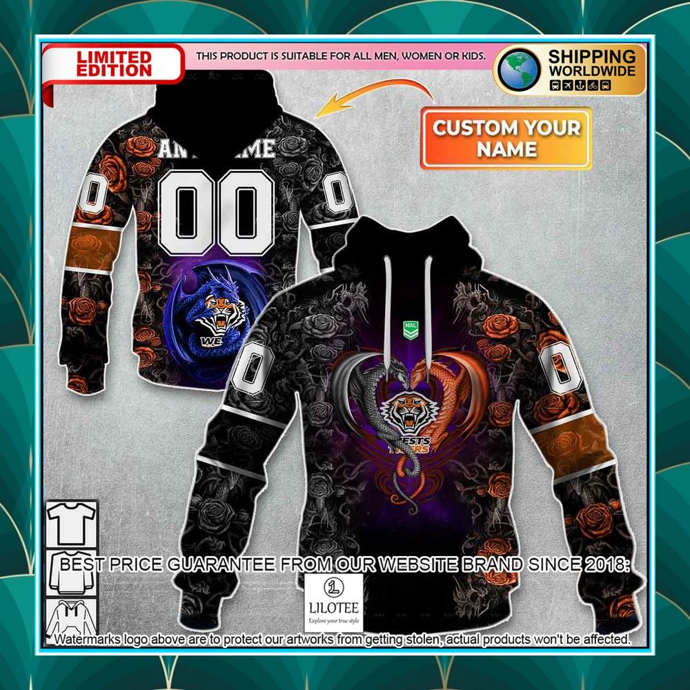 personalized nrl wests tigers rose dragon shirt hoodie 1 862