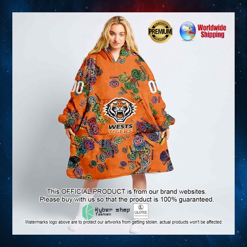personalized nrl wests tigers team hoodie blanket 1 860