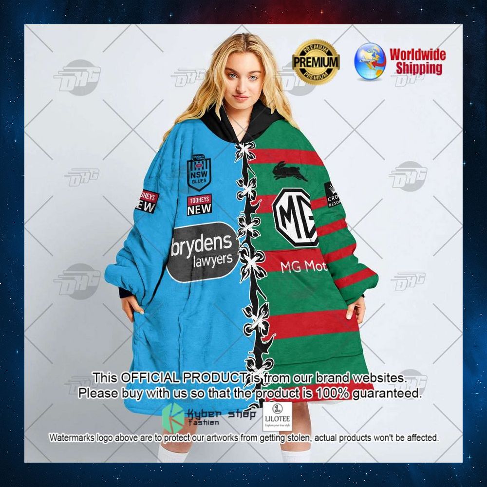 personalized nsw blues nrl south sydney rabbitohs hoodie blanket 3 147
