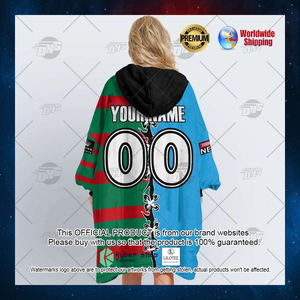 personalized nsw blues nrl south sydney rabbitohs hoodie blanket 4 928