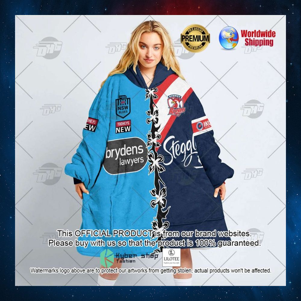 personalized nsw blues nrl sydney roosters hoodie blanket 3 544