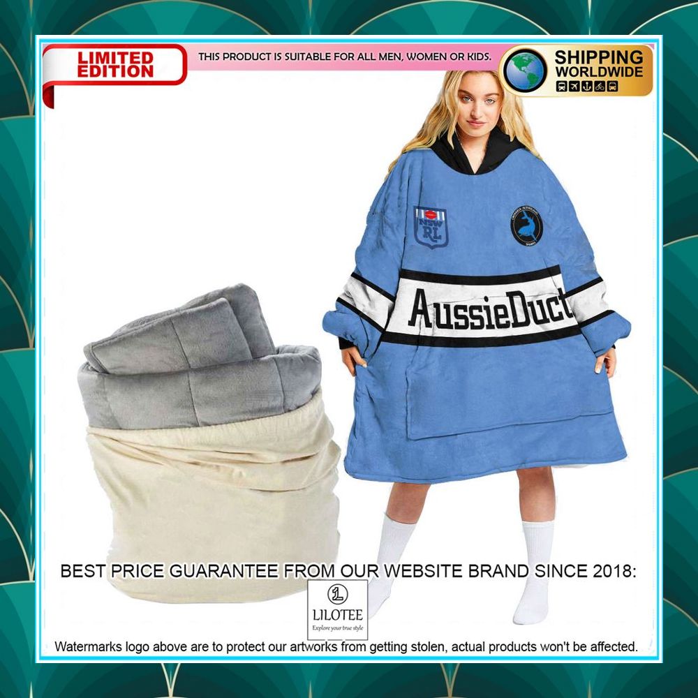 personalized nswrl cronulla sutherland sharks oodie blanket hoodie 1 519