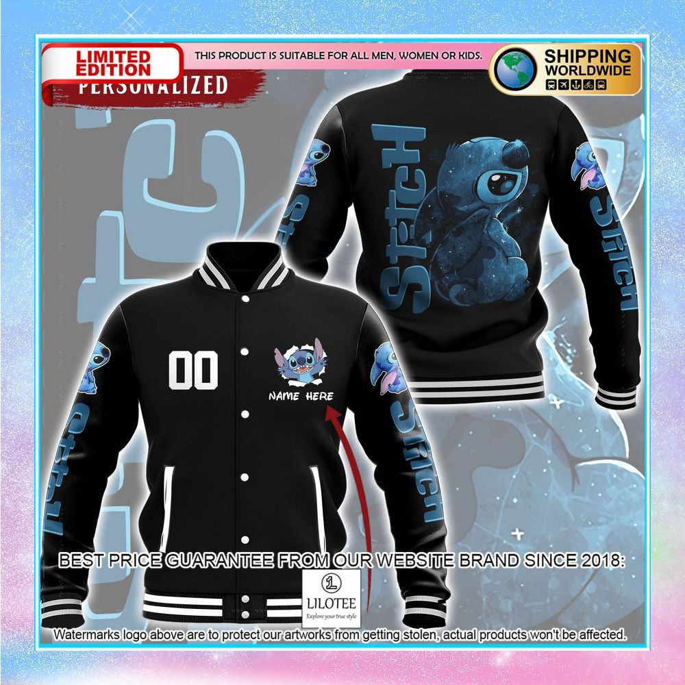 personalized ohana stitch blue baseball jacket 1 371