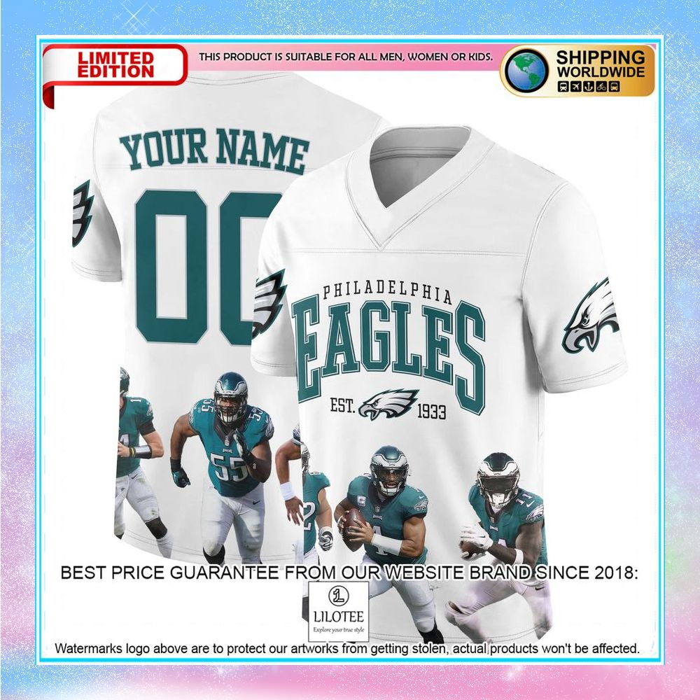 personalized philadelphia eagles est 1933 football jersey 1 645