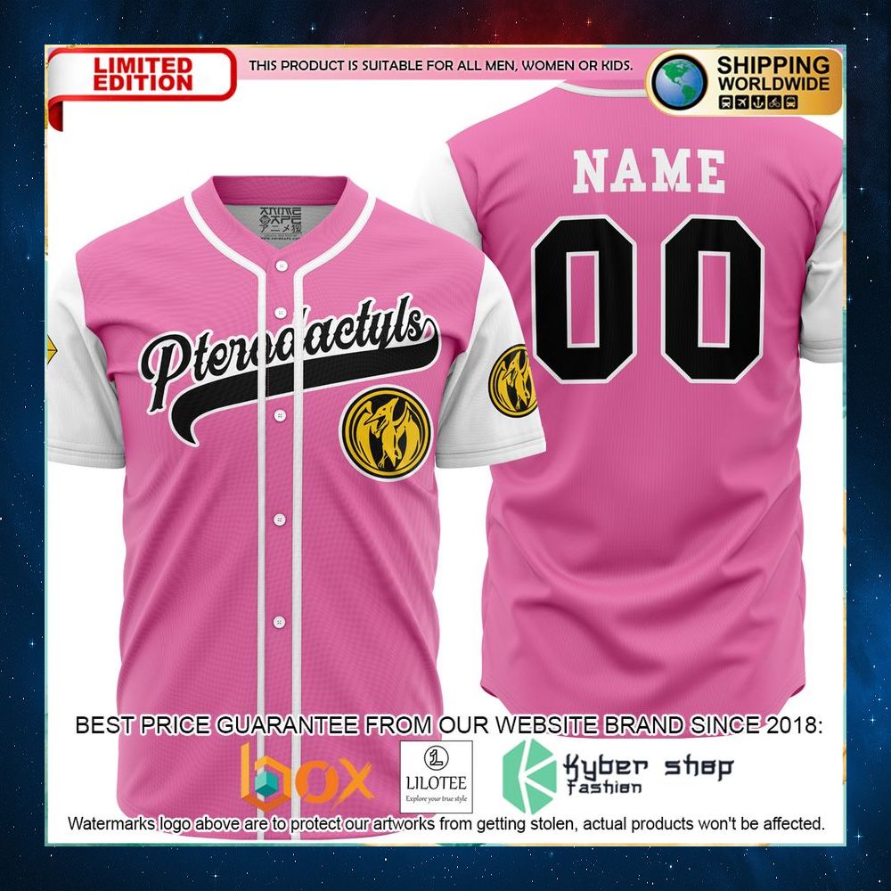 personalized pterodactyls pink power rangers baseball jersey 1 551