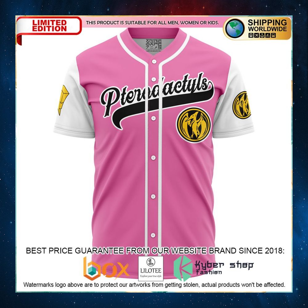personalized pterodactyls pink power rangers baseball jersey 2 920
