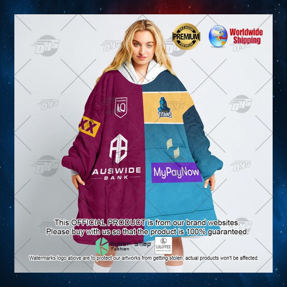personalized qld maroons nrl gold coast titans 2022 hoodie blanket 3 500