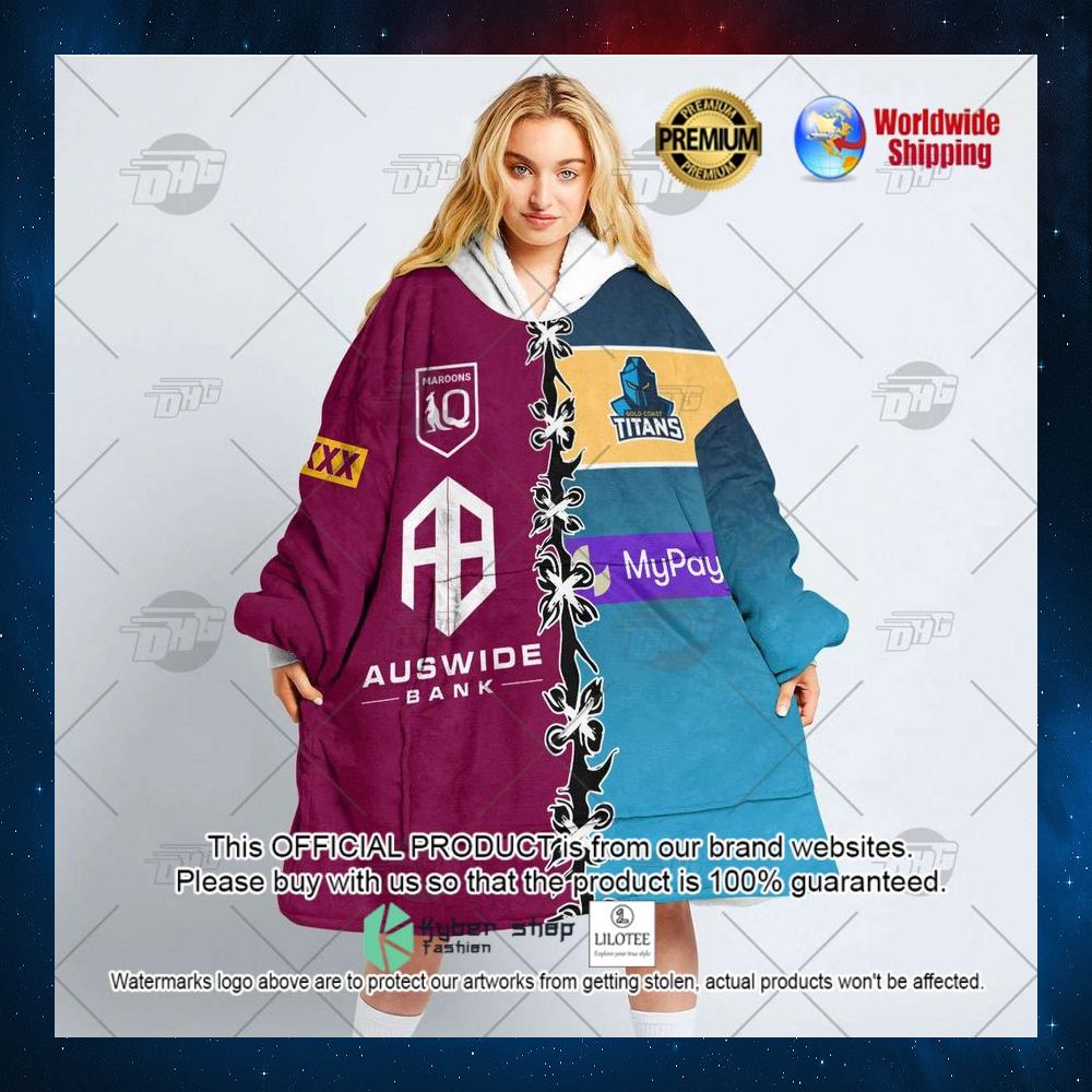 personalized qld maroons nrl gold coast titans hoodie blanket 3 204