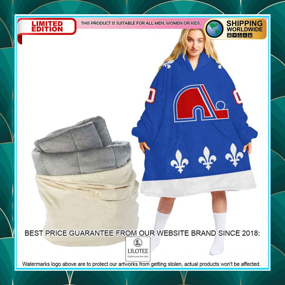 personalized quebec nordiques logo blue oodie blanket hoodie 1 637