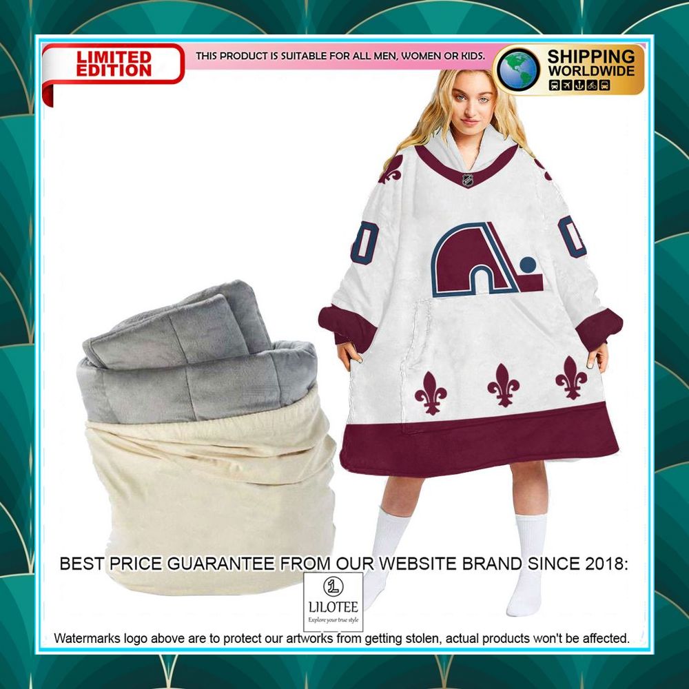 personalized quebec nordiques logo white oodie blanket hoodie 1 906