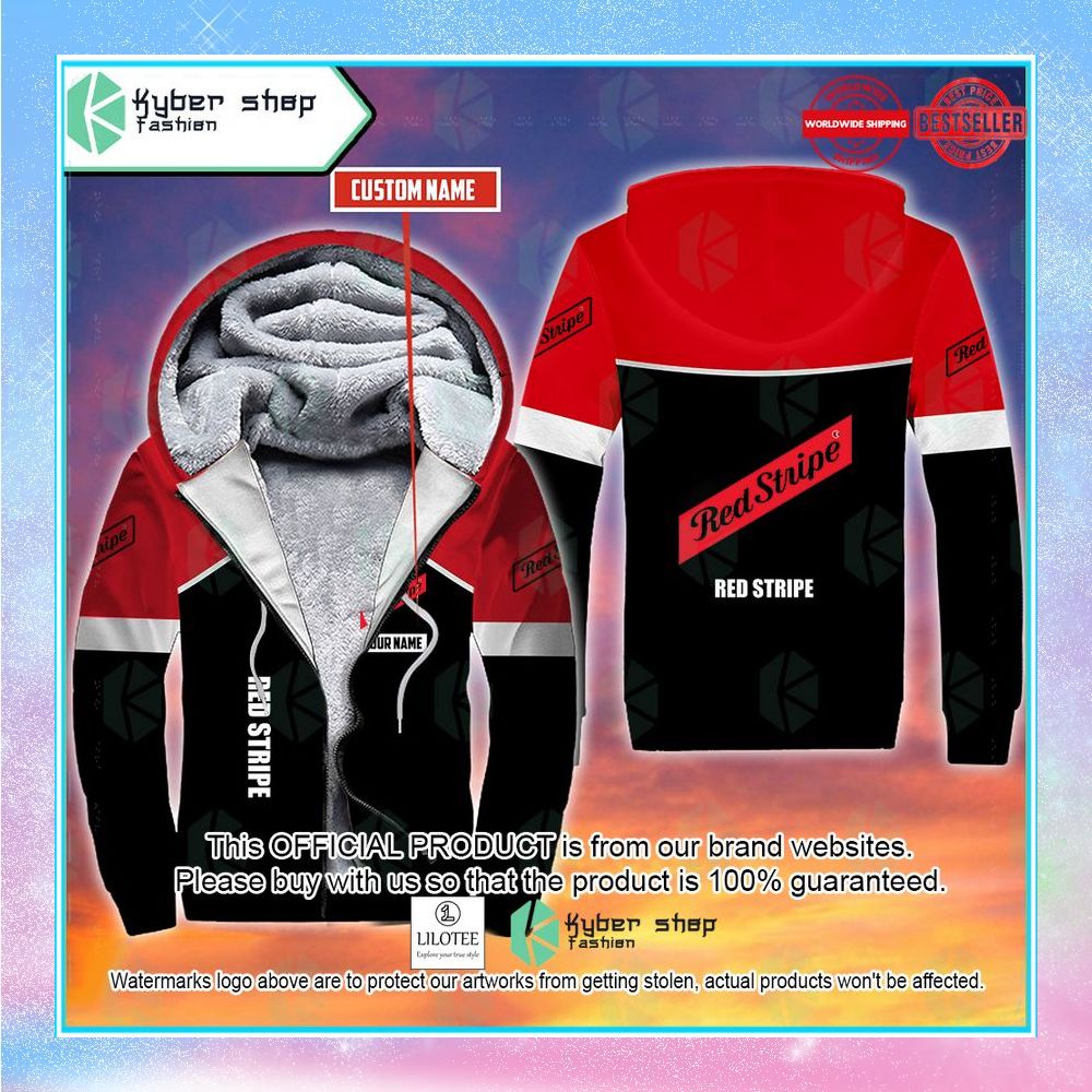 personalized red stripe fleece hoodie 1 684