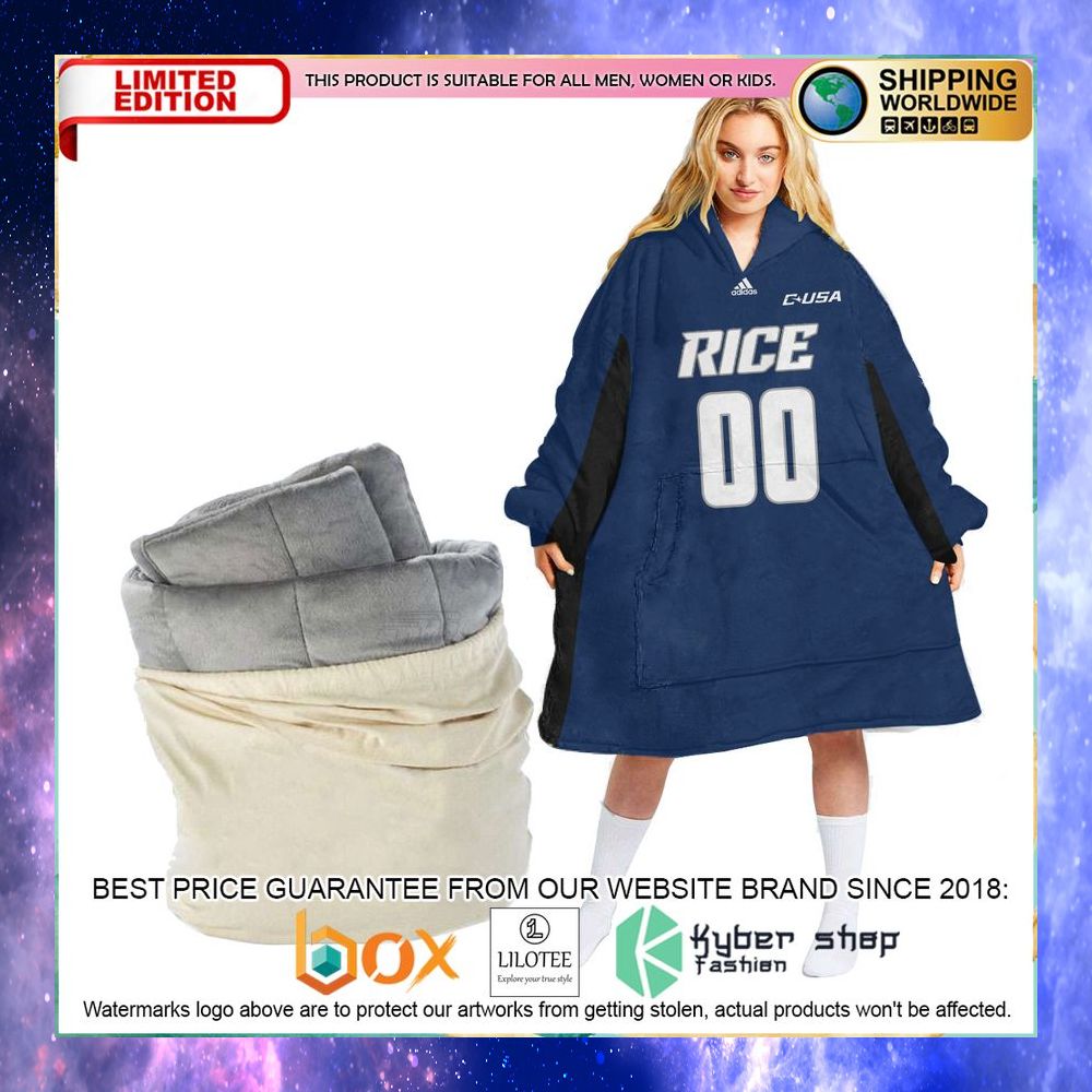 personalized rice owls ncaa oodie blanket hoodie 2 876