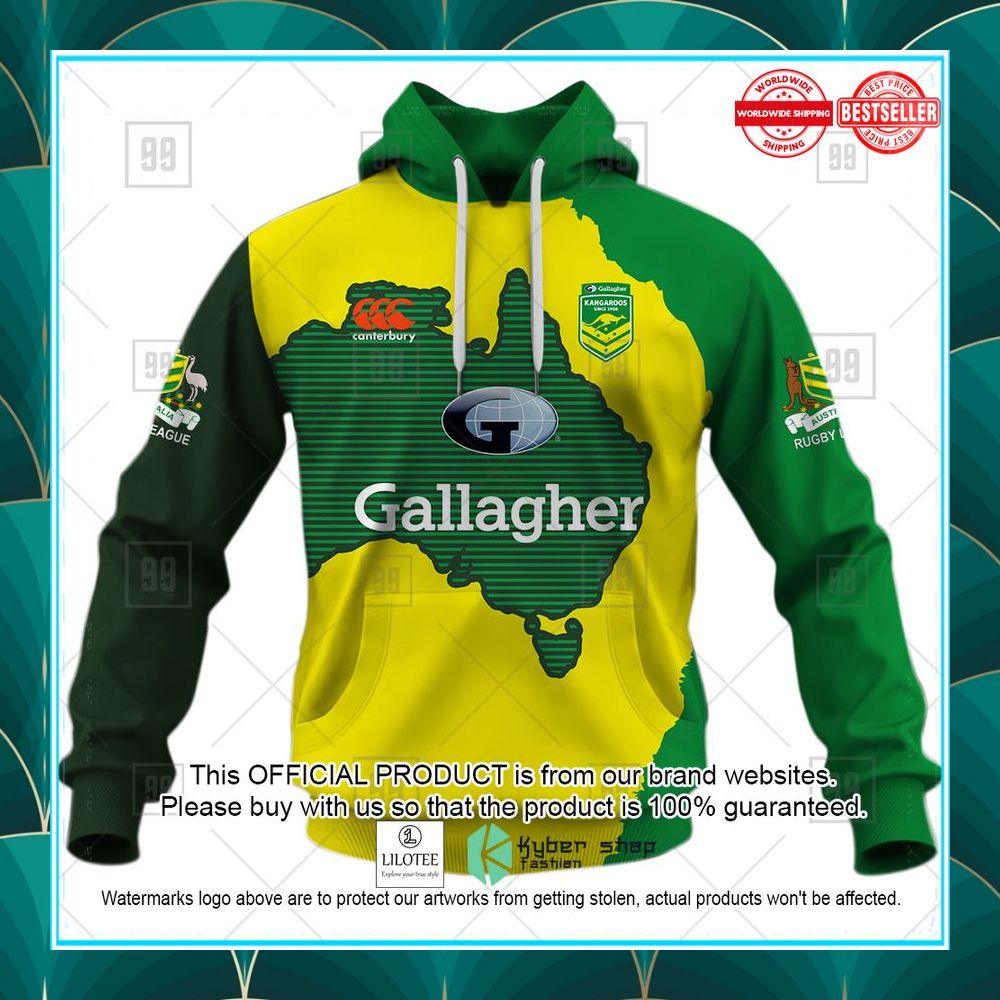 personalized rugby league kangaroos training team shirt hoodie 2 267