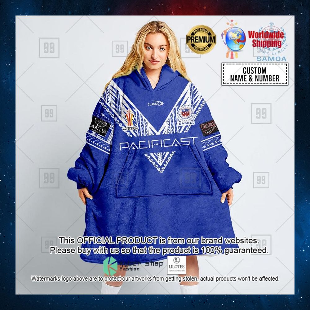 personalized rugby league world cup 2022 samoa rugby league hoodie blanket 1 795