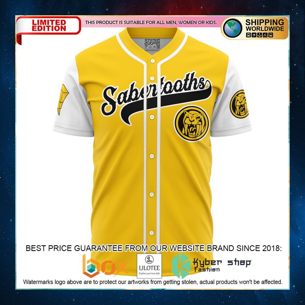 personalized sabertooths yellow power rangers baseball jersey 2 240