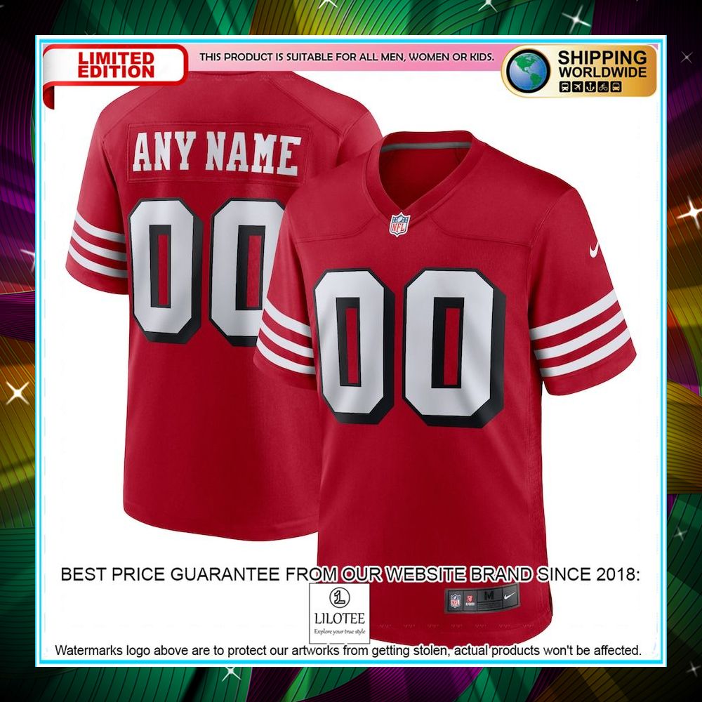 personalized san francisco 49ers alternate scarlet football jersey 1 163