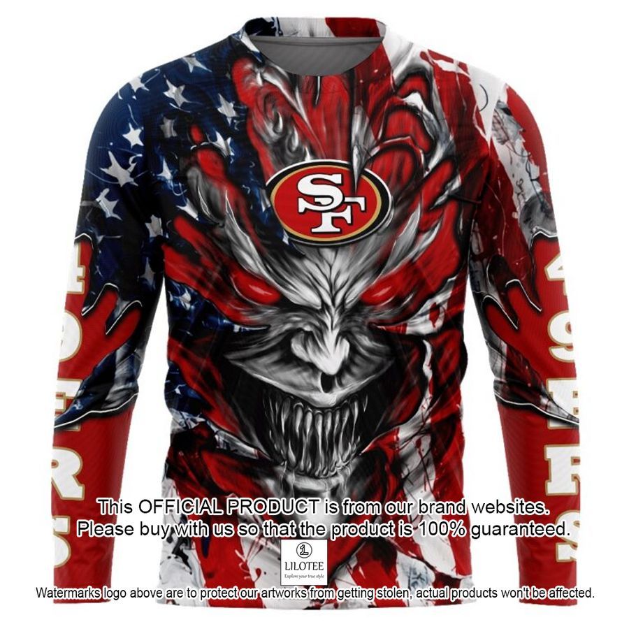 personalized san francisco 49ers demon face american flag shirt hoodie 2 129