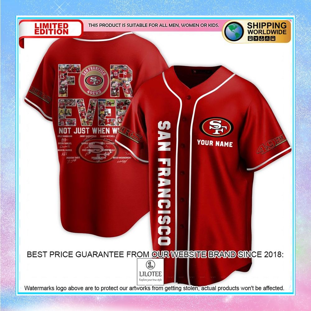 personalized san francisco 49ers forever baseball jersey 2 80