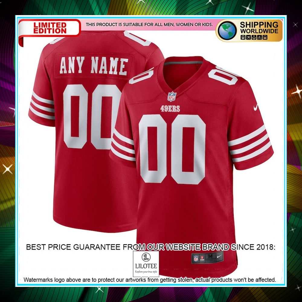 personalized san francisco 49ers scarlet football jersey 1 976