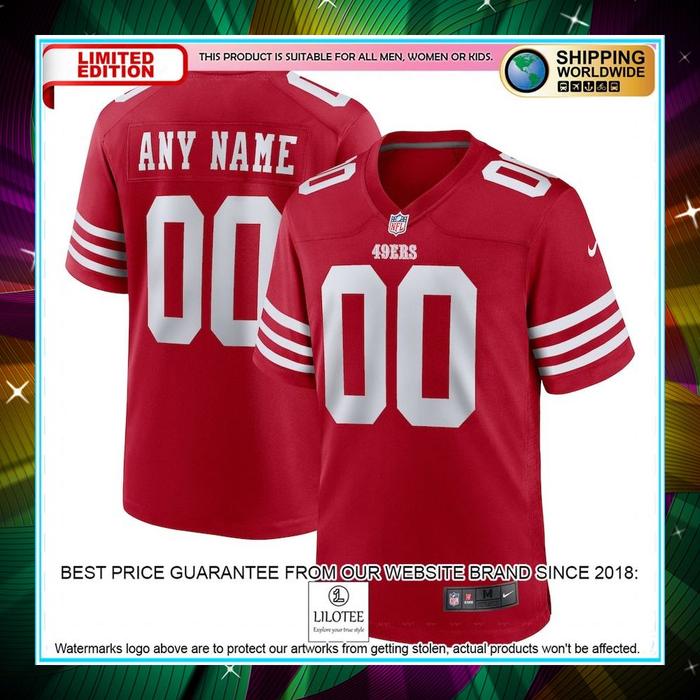 personalized san francisco 49ers youth scarlet football jersey 1 516