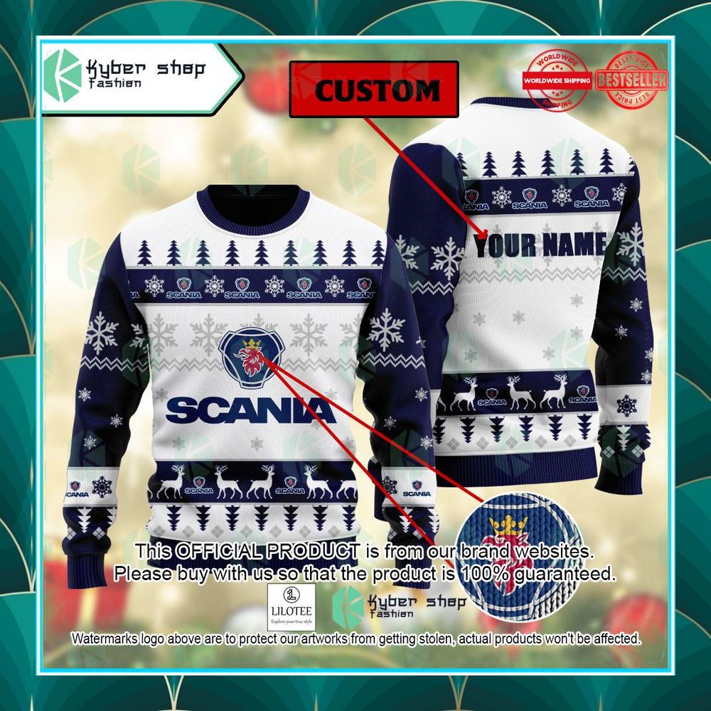 personalized scania ugly christmas sweater 1 922
