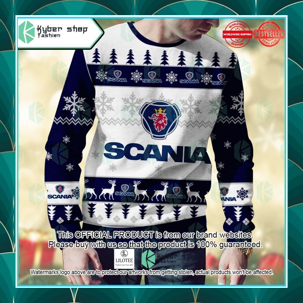 personalized scania ugly christmas sweater 2 558