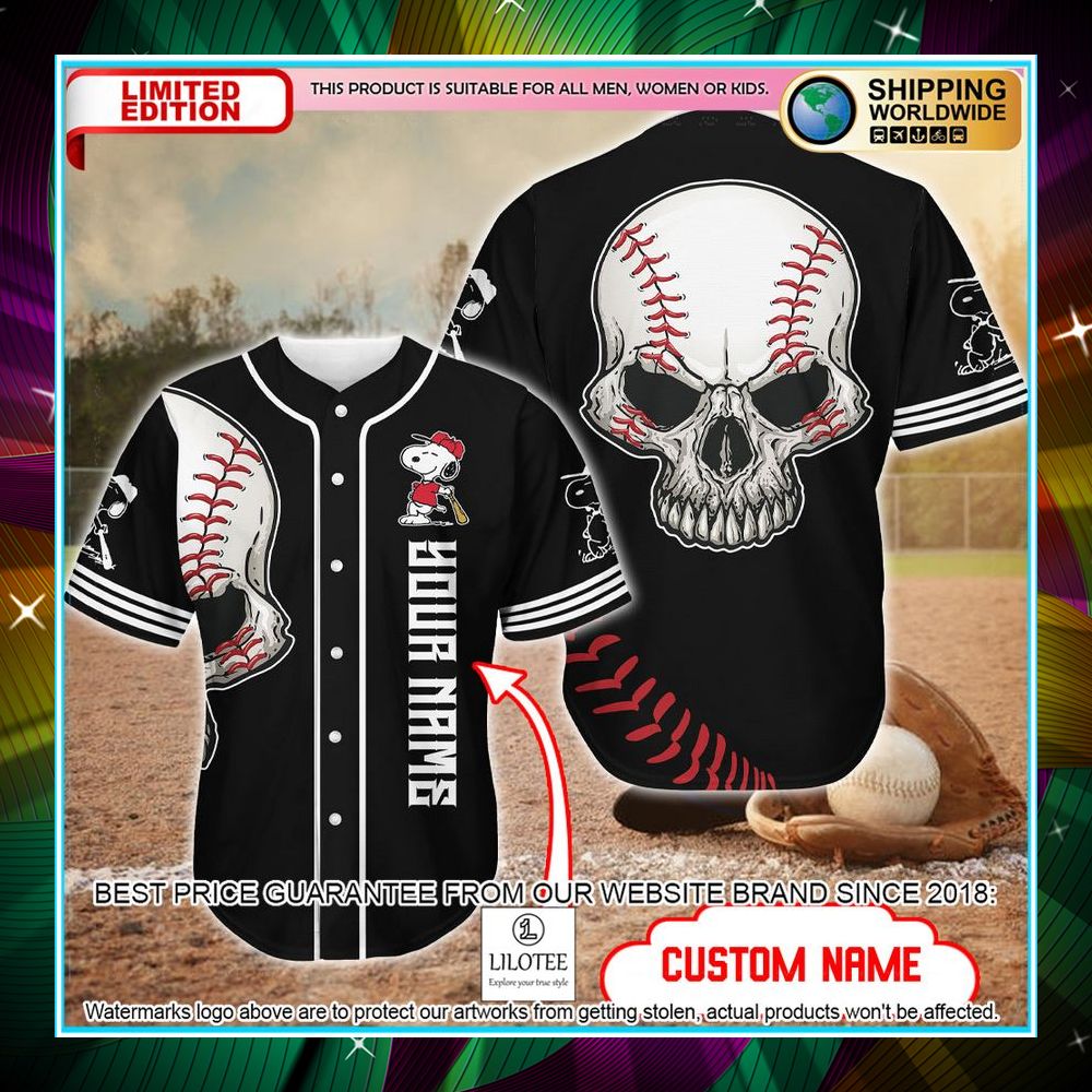 personalized skull snoopy baseball jersey 1 10