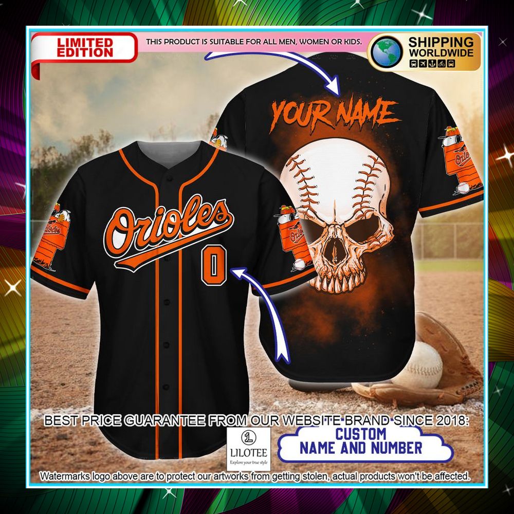 personalized snoopy baltimore orioles skull baseball jersey 1 728