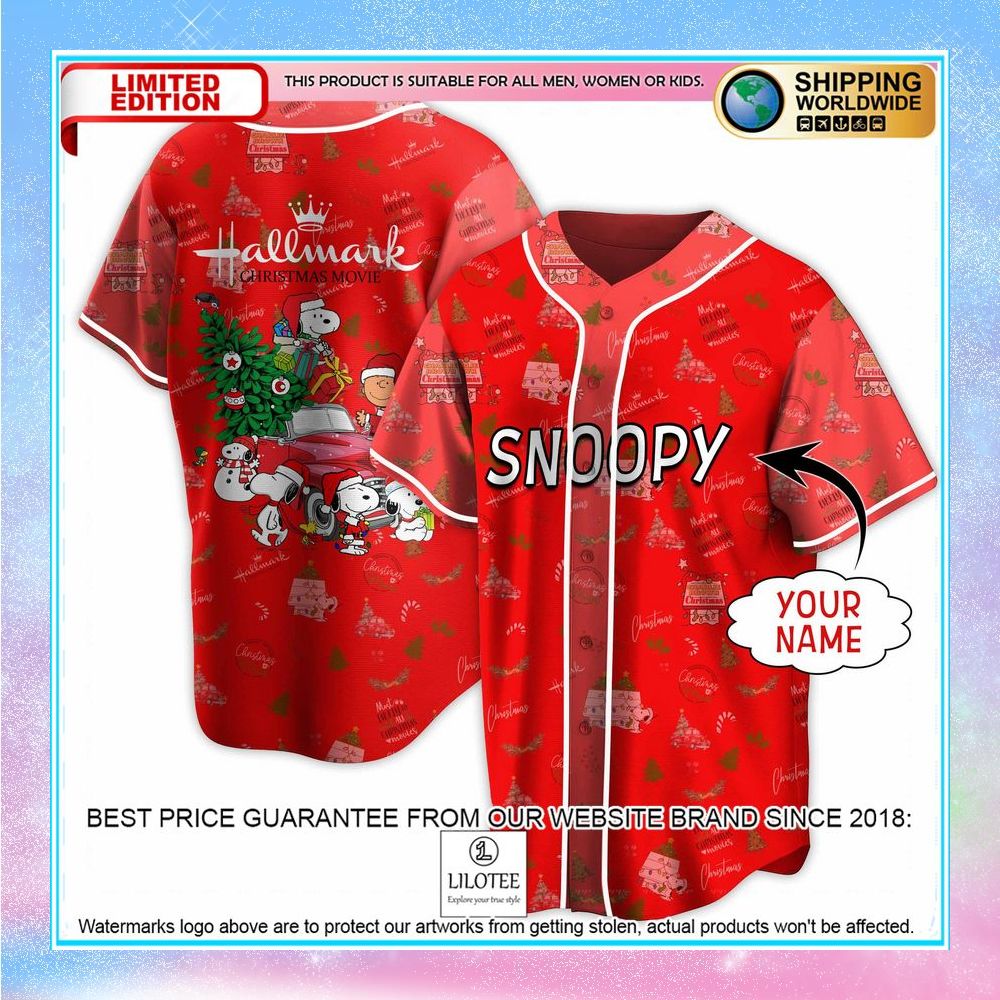 personalized snoopy hallmark christmas movies baseball jersey 2 895
