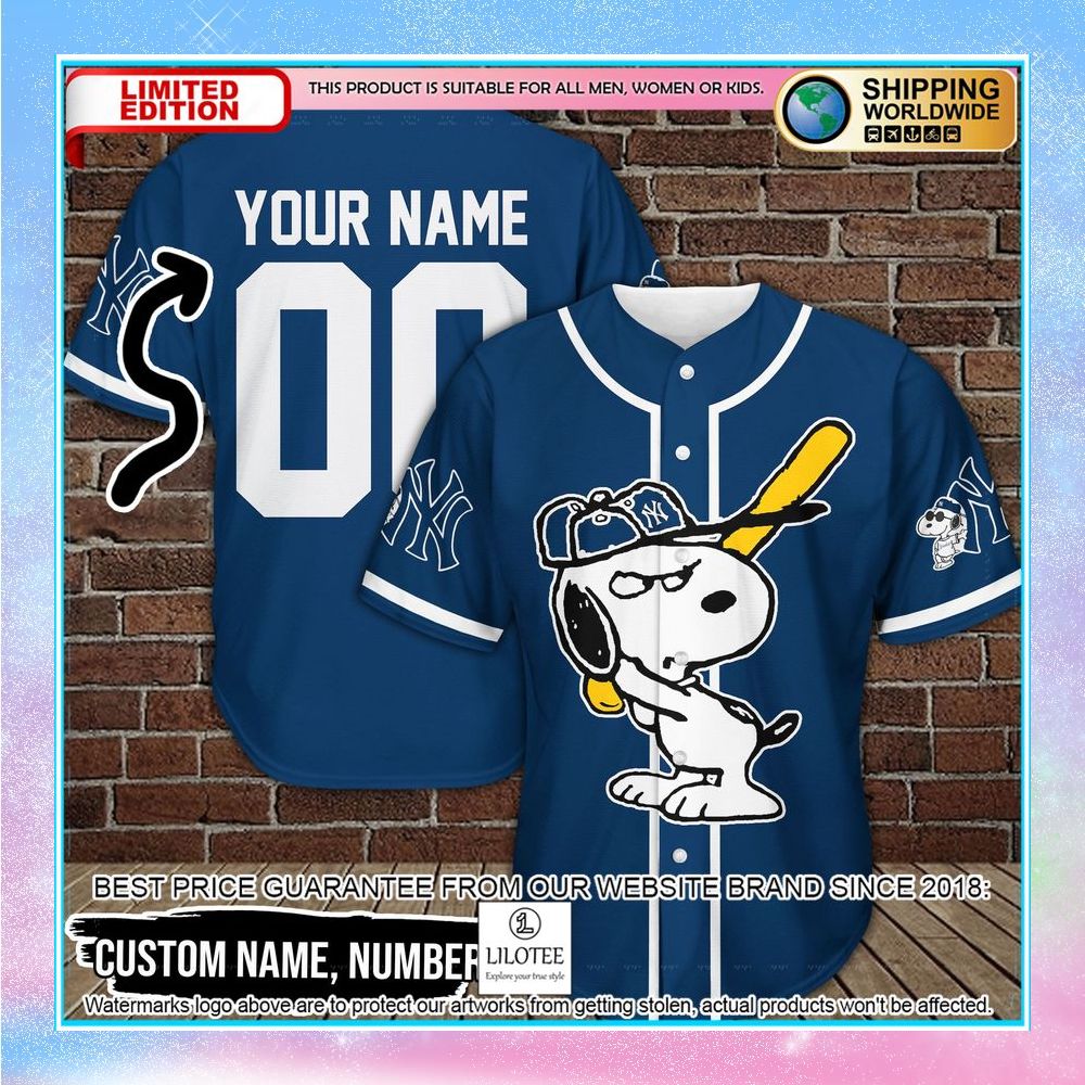 personalized snoopy new york yankees baseball jersey 1 92