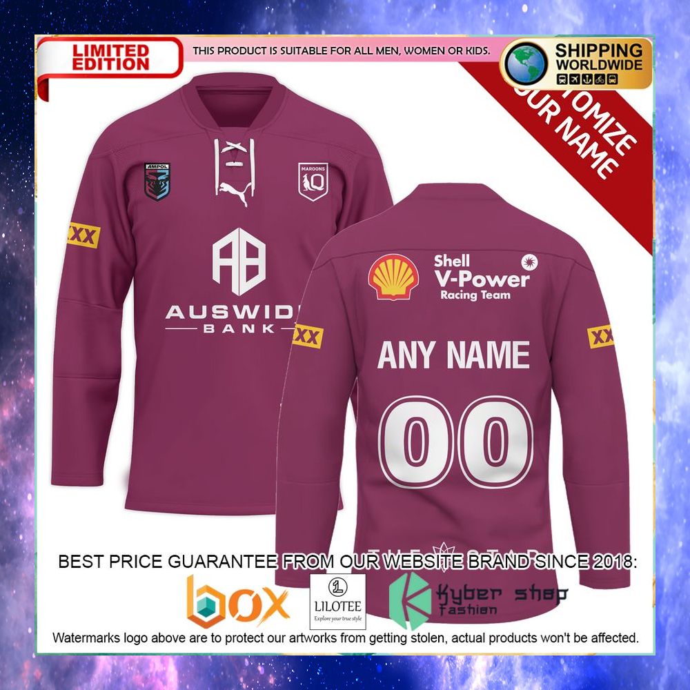personalized state of origin series queensland maroons hockey jersey 2 25