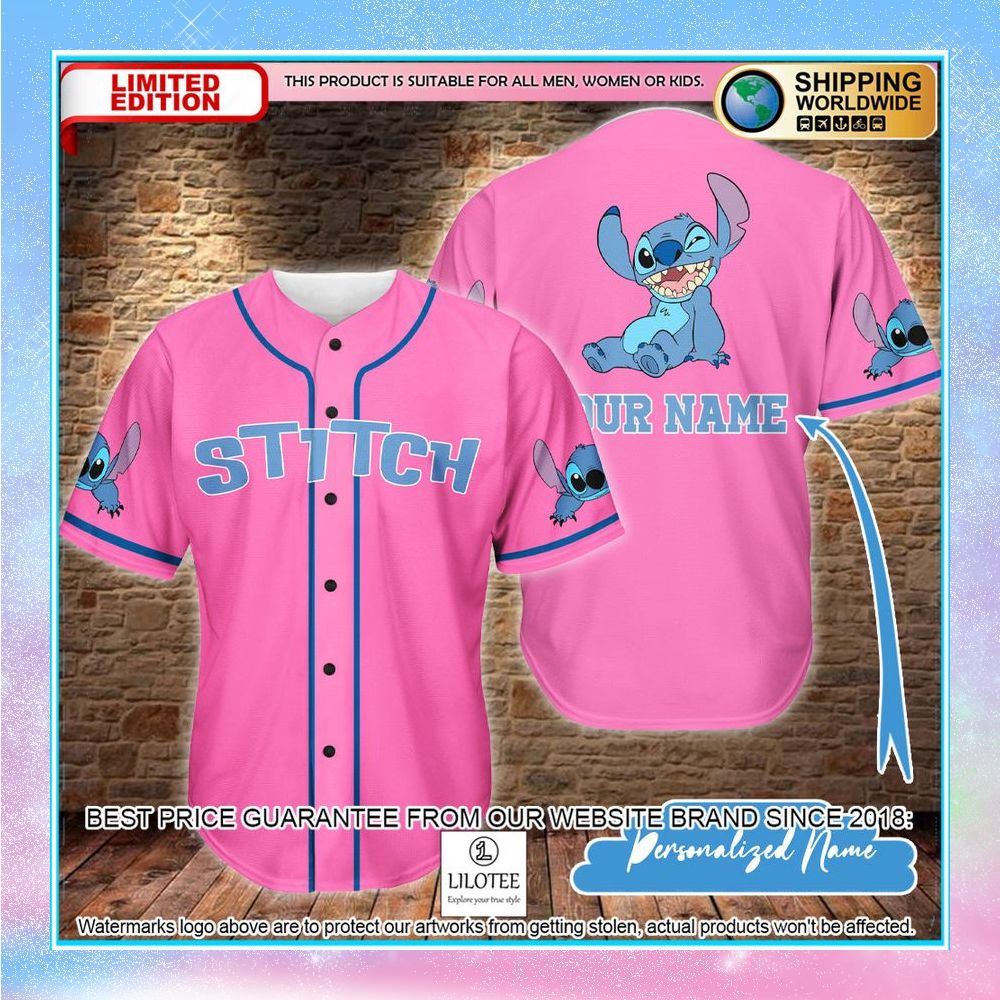 personalized stitch pink baseball jersey 1 15