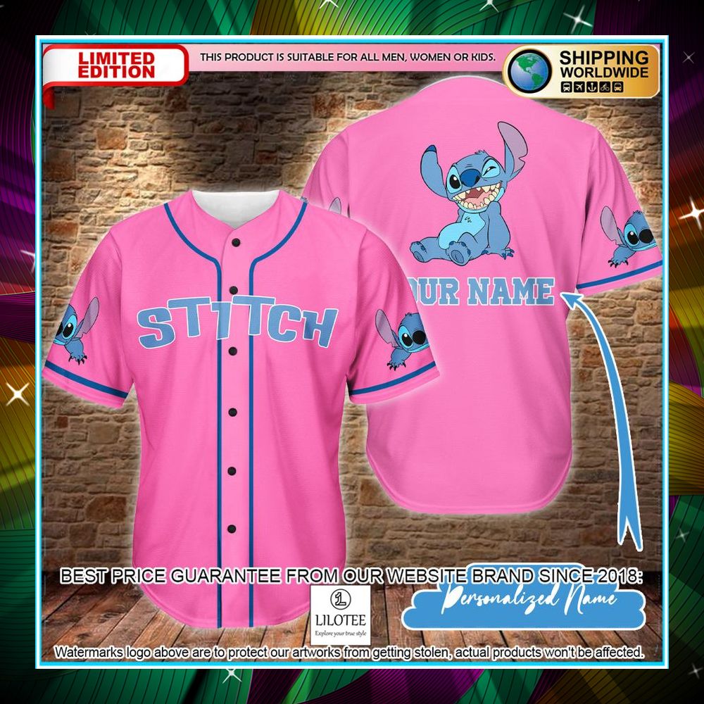 personalized stitch pink baseball jersey 1 496