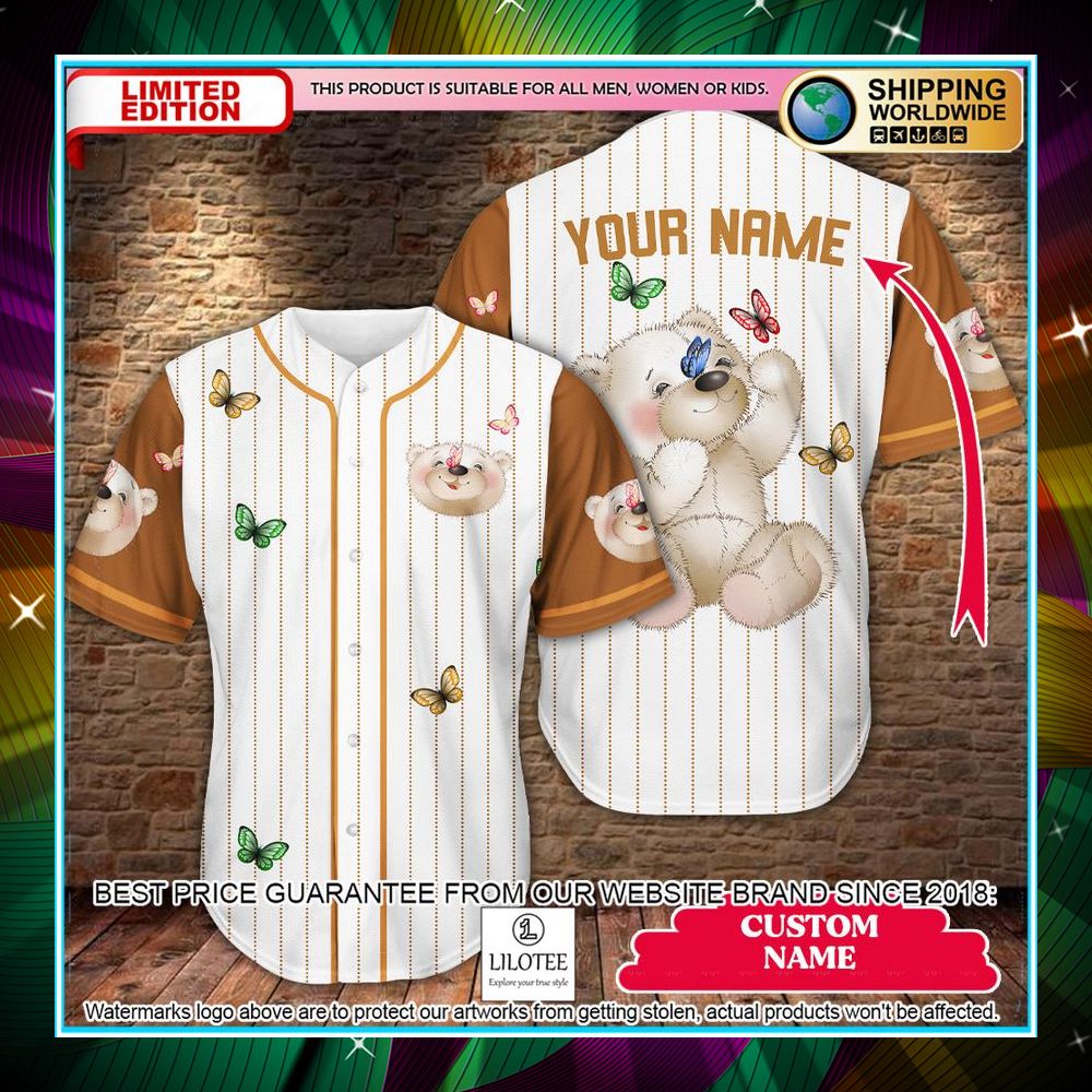 personalized teddy bear butterfly baseball jersey 1 702