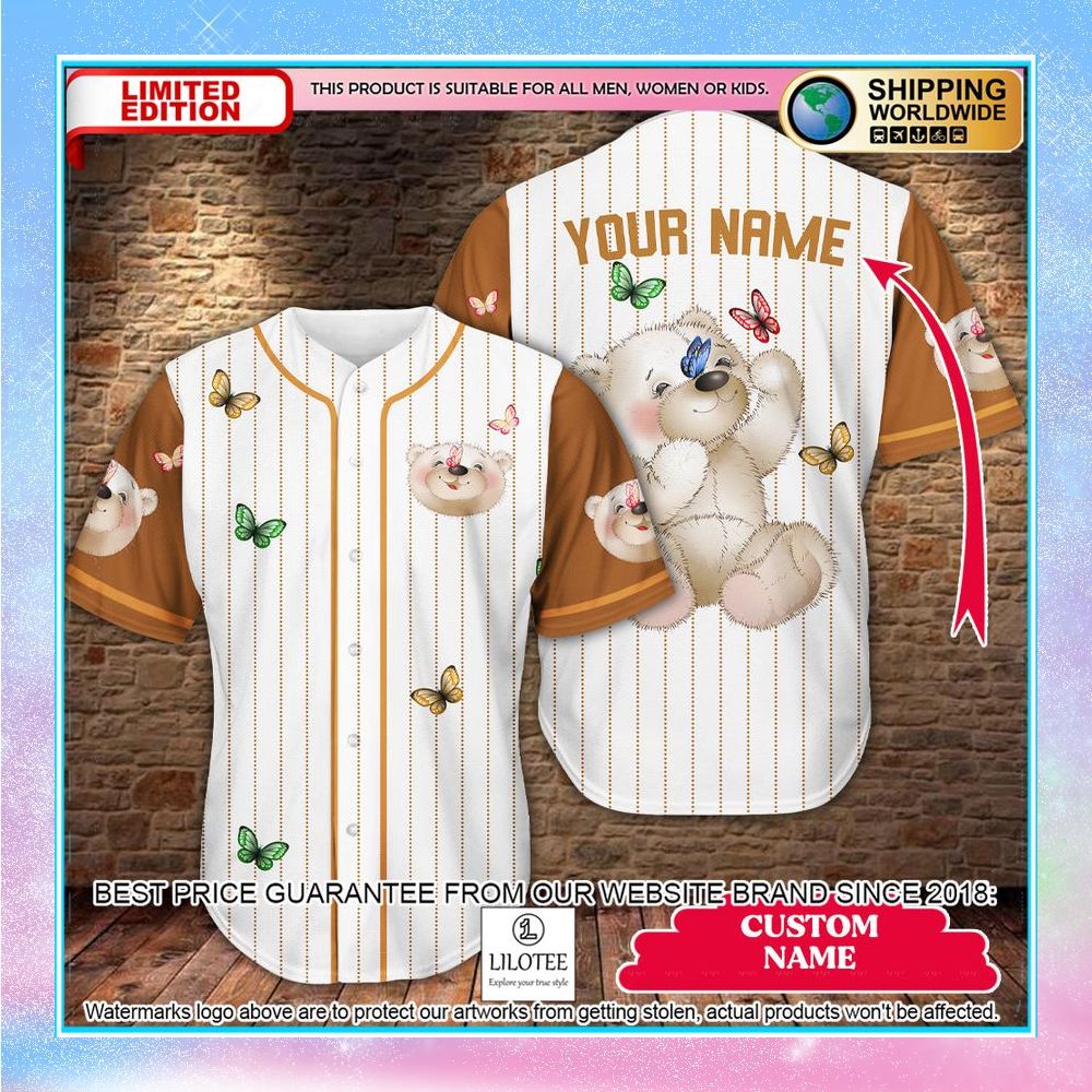 personalized teddy bear butterfly baseball jersey 1 883