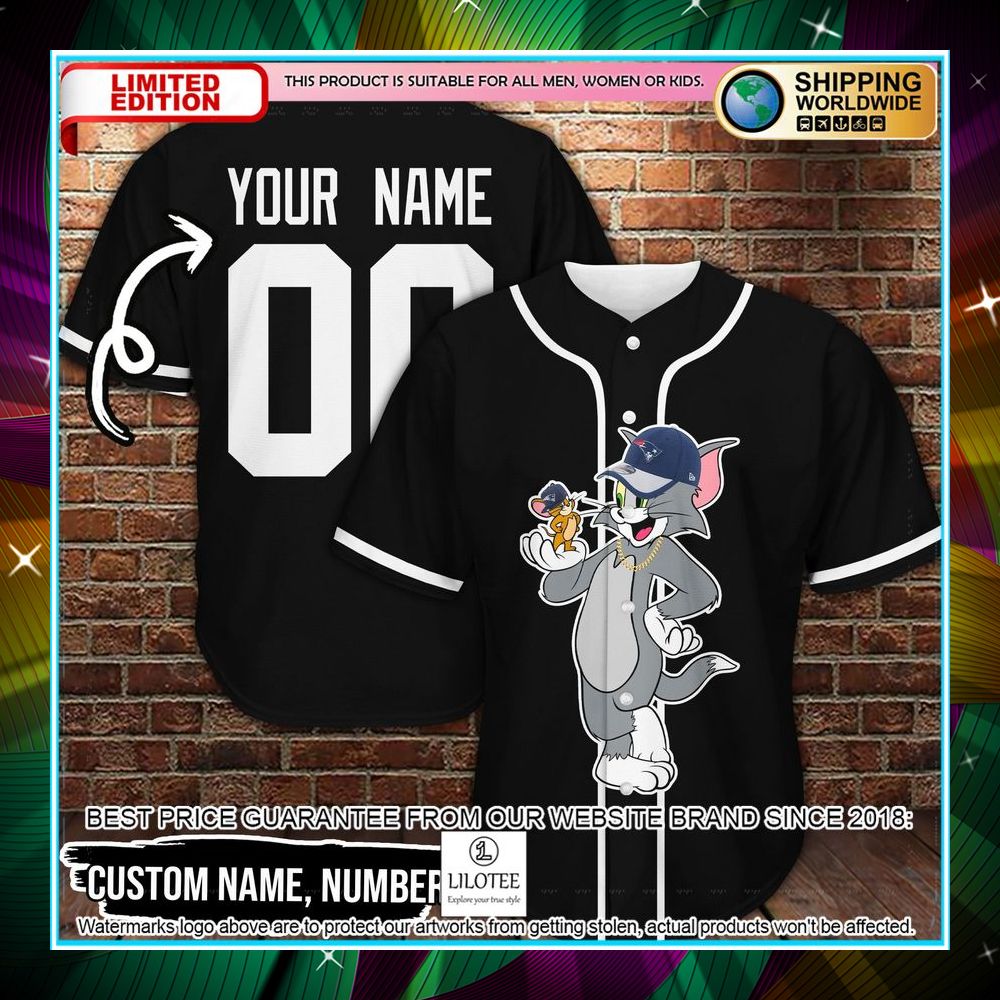 personalized tom and jerry black baseball jersey 1 160