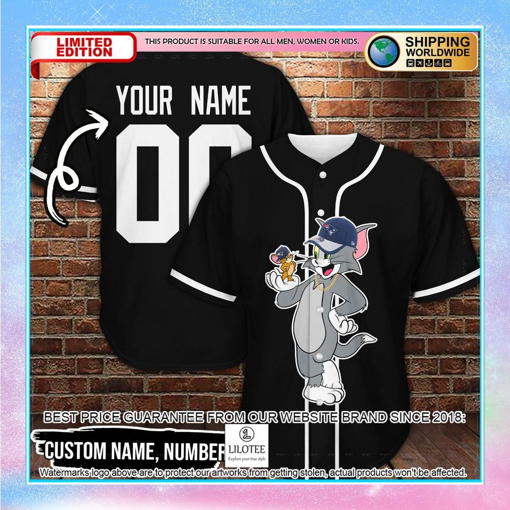 personalized tom and jerry black baseball jersey 1 530