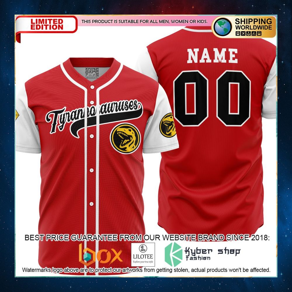personalized tyrannosauruses red power rangers baseball jersey 1 13