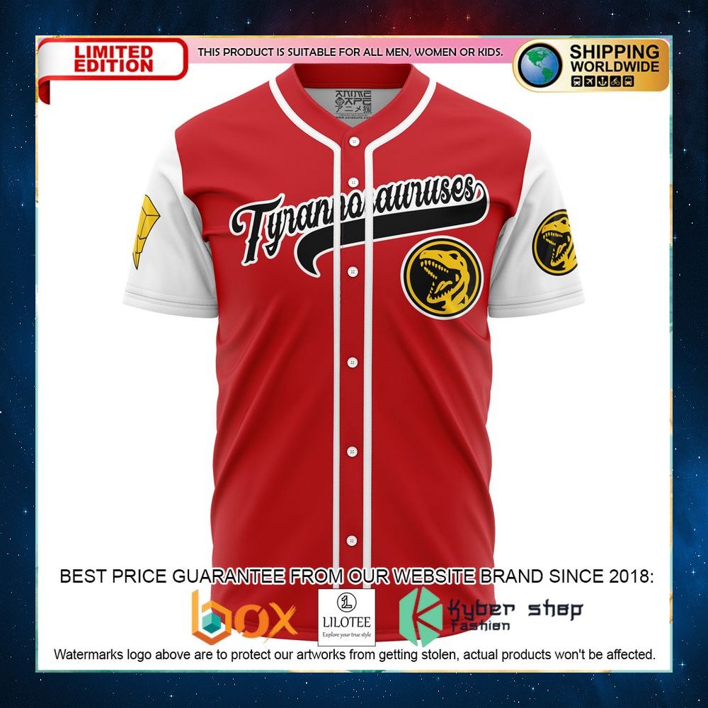 personalized tyrannosauruses red power rangers baseball jersey 2 901