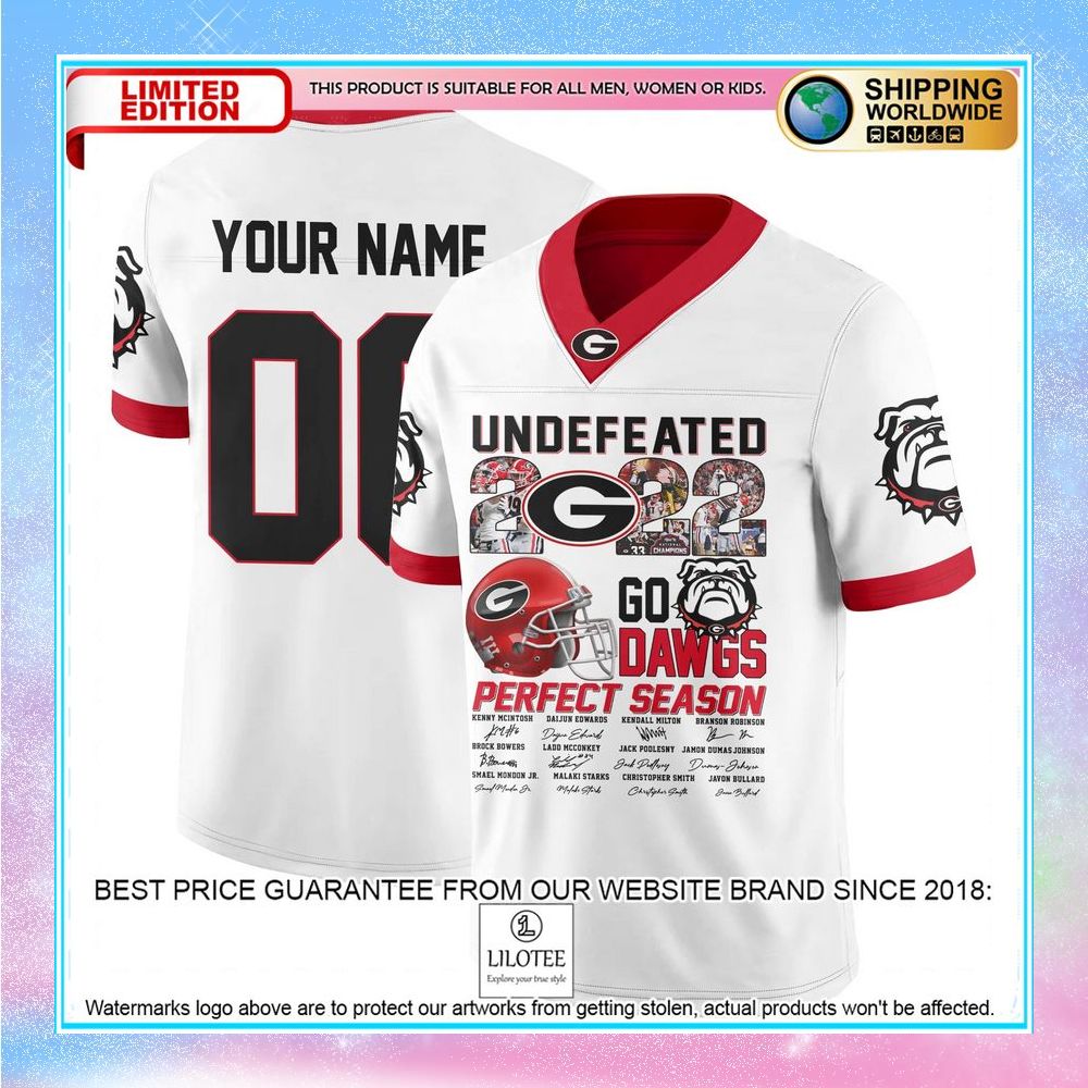 personalized undefeated 2022 georgia bulldogs football jersey 1 770