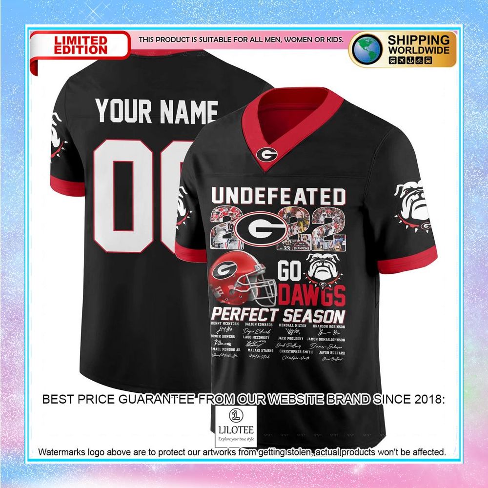 personalized undefeated 2022 georgia bulldogs football jersey 2 67