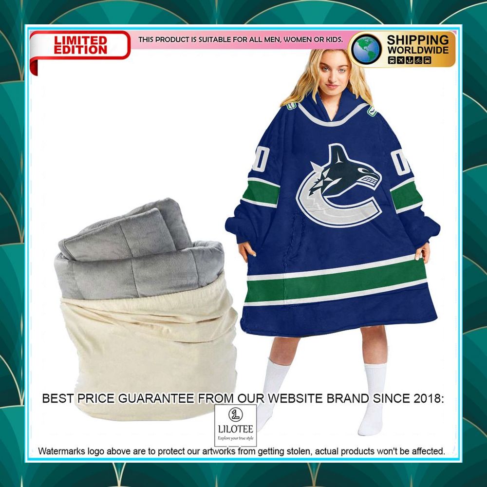 personalized vancouver canucks blue oodie blanket hoodie 1 550